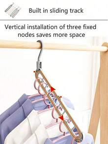 1/3/6pcs 9-Hole Multi-Function Magic Hanger, Foldable, Rotatable, With Storage Rack, Decorative, Decorate Room, Decorate Home, Decorate Bedroom, Bedroom, Home Storage, Suitable For Storing T-Shirts, Shirts, Short Sleeves, Shorts, Short Skirts, Dresses, Pants, Shoes, Jeans, Skirts, White Women's T-Shirts - Pink - View 8