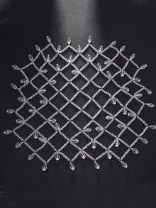 1件银色网状发链，配闪亮水晶水滴吊坠头饰，新娘发饰，头饰，准新娘，派对，女士发饰，婚礼，伴娘礼物 - 銀色 - 查看 3