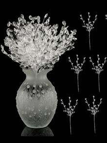 12/6/2 قطعة سلسلة قطرات مائية بلورية اصطناعية، أنيقة وعاطفية، مناسبة للمنزل والفندق والمكتب والزفاف وطاولة الطعام والحفلات والداخلي والخارجي وديكور الأزهار والأزهار الاصطناعية لديكور المنزل والأعياد والزهور العاطفية DIY منتجات حرفية - متعدد الألوان - مشاهدة 4