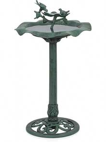 Alpine Corporation Bebedero de Pájaros con Flor de Loto para Exteriores de 33 de Alto, Verde - Estatua de patio para pájaros - Ver 13