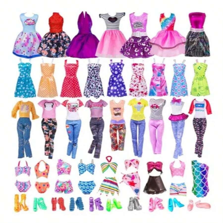 36pcs Doll Princess Costume And Accessories Set - Includes Dress, Shoes, Crown, Magic Wand For 29cm Doll | 40pcs Doll Princess Dress Up Costume Set - 5 Princess Dresses, 3 Fashion Tops, 3 Leggings, 2 Swimsuits And Headpieces, Magic Wand For 29cm Doll - Girls Toy Gift | Daily/Christmas Gift, Home Decor, Enjoy Endless Dress Up Fun (Doll Not Included)