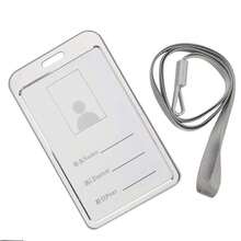 Porta Gafete Vertical de Aleación de Aluminio Resistente - Plata-1 para Negocios, Trabajo y Eventos - Plata-1 - Ver 3