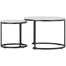 Set Of 2 Round Coffee Tables, Living Room Coffee Table, Nesting Round Side Tables, 2 Round Side Tables - White - View 8