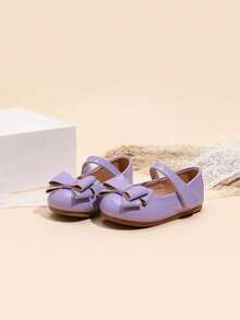 Cute Bowknot Flat Comfortable Baby Shoes For Girls, Autumn/Winter - Purple - View 6