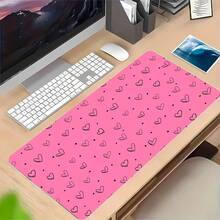 1pc Sweet Heart And Strawberry Pattern Mouse Pad, Long Mouse Pad For Desktop Games, Laptop Mouse Pad, Game Mouse Pad - Multicolor - View 6