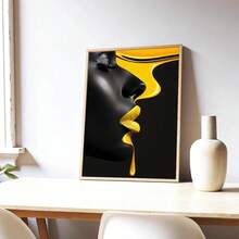 1 buc Art Deco clasic retro negru și galben abstract pictură pe pânză portret imprimat, artă pe pânză perete, poster cameră, decorare casă, consumabile de decorare cameră, dormitor, decorare living, cadru opțional