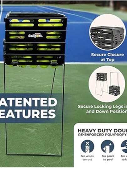 Tourna Ballport Deluxe - Tolva de Pelotas de Tenis con Ruedas, Capacidad para 80 Pelotas