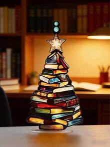 2025 年圣诞节必备：独特的书籍主题亚克力圣诞树装饰品 - 亚克力桌面装饰品，时尚亚克力家居装饰品，非常适合节日桌面展示和圣诞节装饰，为您的空间增添节日氛围。 - 彩色 - 查看 4