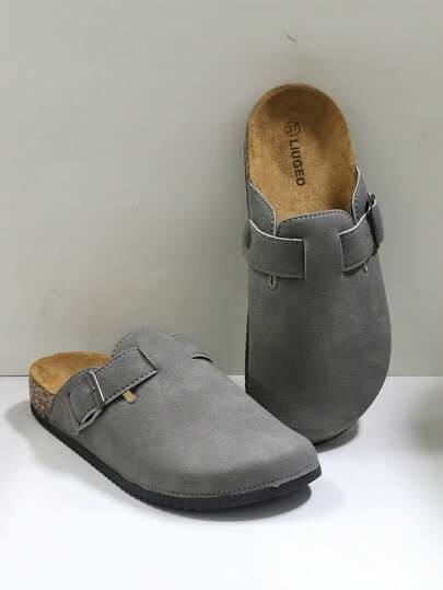 Dép lê nam kiểu mule, đế gỗ mềm, dép xỏ ngón không quai hậu, dép lê casual thích hợp cho văn phòng, nhà và ngoài trời, cỡ lớn.