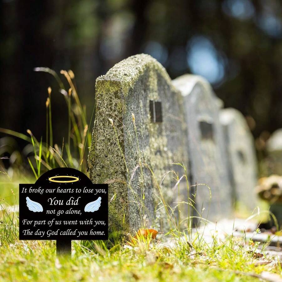 2D Memorial Angel Wing Text Garden Decor Cemetery Remembrance Plug Outdoor Mourning Decor Ornament - Multicolor - View 1