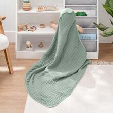 Toalla con Capucha para Adulto Algodón Muselina – Grande y Absorbente para Playa y Baño – Estilo Manta con Capucha, para Adultos(Helecho Paquete de 2 - Bebé) - Multicolor - Ver 2