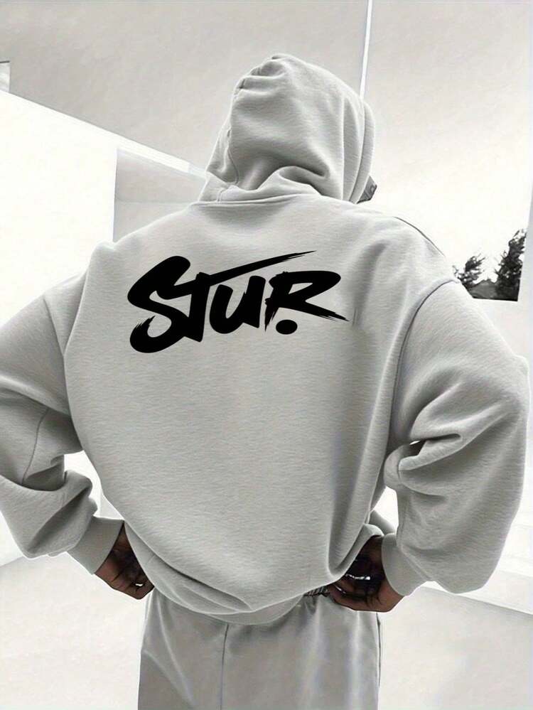 Sudadera con capucha extragrande para hombres con impresión de logo de graffiti en la espalda - Sudadera blanca de streetwear, sudadera casual de ajuste holgado con bolsillo y letras negras, suéter de invierno lavable a máquina para estilo urbano (sin cinturón), sudadera con capucha para hombres, sudaderas para hombres, suéteres para hombres, sudadera gruesa, manga larga para hombres, sudadera con capucha para hombres, sudaderas para hombres, sudaderas para hombres, sudaderas para hombres, sudadera Essentials, sudadera extragrande para hombres, ropa para hombres - Gris - Añade 1