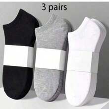 6/10/15 Pairs Women's Solid Black, White, Gray Fashion Casual Ankle Socks, Moisture-Wicking Comfortable Short Socks, Suitable For All Seasons Daily And Outdoor Wear