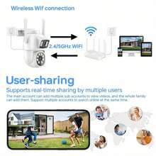 套装包含:400万像素无线智能安防摄像头,2.4GHz/5GHz双频WiFi摄像头,WiFi监控摄像头,双镜头双屏摄像头。功能:355°旋转,USB供电,彩色夜视,AI移动侦测。 - 多色A - 查看 10