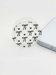 1pc Transparent Heart-Shaped Bow Phone Holder, Slide-Out Phone Stand, Bowknot Air Bag Phone Holder, Slouchy Desktop Phone Holder, Compatible With Apple And Android Phones, Birthday, Family, Friend Gift, Phone Accessory Compatible With IPhone, Android Phone, Gift For Birthday, Family, Friends Gifts Birthday Push-Pull Phone Grip Phone Accessories