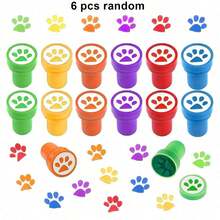 Conjunto de 6/12/24 Carimbos Autoentintados com Estampa de Pata de Cachorro, Mini Carimbos Coloridos para Professores, Lembrancinhas de Festa, Conjunto de Carimbos Sortidos para Atividades Educativas em Sala de Aula e Festas