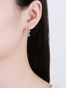 2pcs Fashionable Luxury 925 Sterling Silver 0.5-1 Carat Moissanite Earrings, Suitable For Women's Daily Wear, Party, Holiday, Valentine's Day, Mother's Day, Wedding Anniversary, Christmas, Birthday Jewelry Gift - EH0017M - View 3