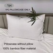 1pc 100% Bamboo Fiber Pillowcase, White, Suitable For Home Bedroom Use