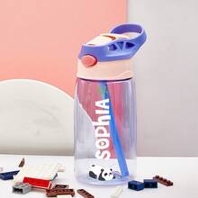 16oz/480ml Personalized Name Water Bottle For Kids, Stainless Steel 12oz/350ml Leakproof Bottle, Unicorn Space Themes, Straw Cap & Name Band Included, Back To School - Style 1 - View 12