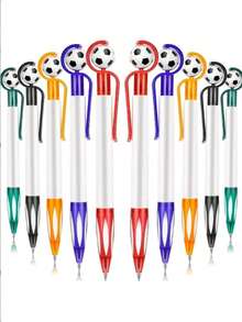 Bolígrafos de fiesta de fútbol - Bolígrafos de tinta negra retráctiles con forma de balón de fútbol, punta media de 1.0 mm, agarre suave, 5 colores, para oficina, fiesta, Navidad, Año Nuevo