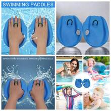 Swim Paddles - Swimming Paddles 1 Pair of Hand Fins Swimming Adult Unisex, Strength Training Aid, Upper Body Resistant Gloves Novice and Professional Use - Azul - Ver 1