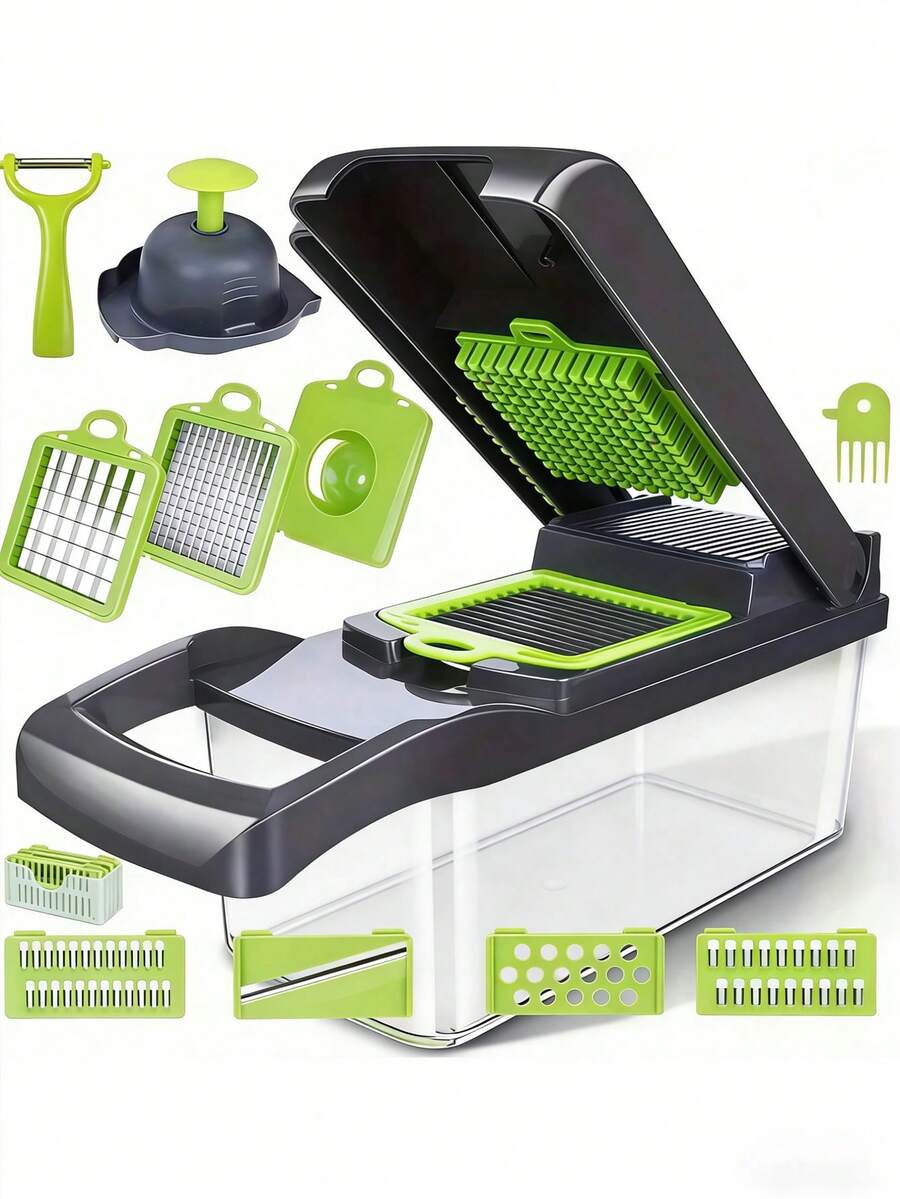 Multi-Functional Vegetable Slicer/Dicer With Container, Kitchen Vegetable Slicer And Dicer For Salad, Potato, Carrot, Etc. Essential Kitchen Tool/Kitchen Gadget Set With Container