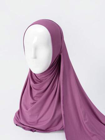 1 pieza Hiyab de unicolor suave, chal de mezcla de seda y algodón