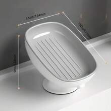 Soap Box Household Soap Box Wall-Mounted Drain Without Water Accumulation Suction Cup Bathroom Bathroom Simple Style Creative New Bathroom Accessories Bathroom Tools - Grey - View 4