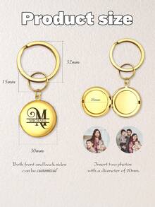 Customized Metal Mirror Keychain, Can Customize Photo And Text, Valentine's Day Gift For Boyfriend - Customized Photo Keychain - Engraved Pendant Keychain, Unique Name Design - Men's Keychain - Our First Valentine's Day, Valentine's Day Gift, Couple Gift, Unforgettable Commemorative Gift For Special Occasions - Multicolor - View 8