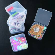 5pcs Transparent Minimalist INS Style Buckle Storage Boxes, Portable Mini Square Containers For Student/Office Desk Organizer - Clear - View 5