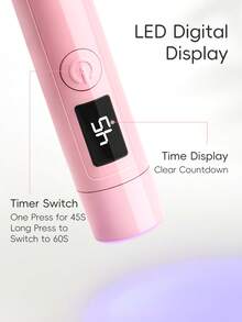 1Pc Pink Handheld Manicure Word Lamp With Screen Display Bracket 360 Degrees Rotary Multifunctional Rack Stick Nail Tip Heating Lamp Lamp Bracket - Pink - View 9