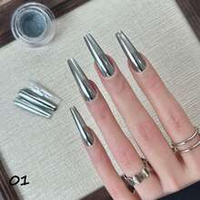 1 件装全息铬粉，闪亮亮片美甲粉，配双头眼影刷，适合美甲装饰