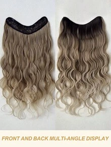 20-Inch Ombre Wavy Synthetic Hair Extensions, V-Shaped Clip-In, Suitable For Women And Girls, For Party And Daily Wear - Brown Ombre - View 5