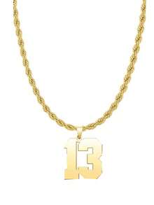 1 Pc Creative Single Layer Stainless Steel Twist Chain Number 23 Pendant Necklace For Ladies Daily - Yellow Gold - View 3