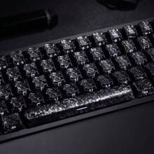 Bộ keycap bàn phím cơ cá nhân hóa màu đen "Obsidian", phù hợp với bàn phím cơ 67/87/104 phím, bàn phím trục từ DIY - màu đen - Xem 4