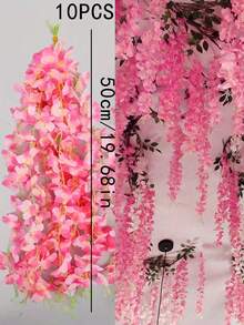50支人造丝紫藤吊饰，粉色紫藤花藤，适用于婚礼、派对、家居装饰，绿色墙面花园天花板花卉装饰，1.64英尺仿真花环，丝绸紫藤花圈，婚礼仪式悬挂装饰，适合派对、生日、家庭聚会、情人节礼物、派对花园家居桌面背景，人造植物，仿真花 - 彩色 - 查看 13