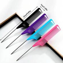 1/4/8 Peine de púas con cola de acero inoxidable multicolor, peine profesional para peinado, resistente al calor, peine para seccionar y teñir el cabello, antiestático, adecuado para peluquerías, salones y uso doméstico, accesorios y herramientas para el cabello para barbería, viajes de belleza y productos de maquillaje, cepillo para cabello seco/húmedo para mujeres, peinado, peluquería, vuelta al colegio