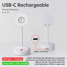 1个带感应器的LED壁灯，USB充电式家居装饰夜灯，可调光，3种颜色模式，适用于卧室、客厅、走廊、玄关和楼梯间，配备1200/2000mAh大容量电池，可拆卸设计，红外感应器和遥控器 - 彩色 - 查看 7