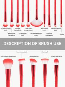 Bộ 15 cọ trang điểm chuyên nghiệp mềm mại, dạng ống dài, bao gồm cọ chải mi, cọ tán phấn mắt, cọ kẻ lông mày, cọ pha màu, cọ môi, cọ highlight, cọ che khuyết điểm, cọ trang điểm dạng phấn phủ và kem nền, thích hợp sử dụng hàng ngày và khi đi du lịch, phụ kiện trang điểm làm quà tặng cho bạn bè, bộ cọ trang điểm, bộ dụng cụ trang điểm. - Đỏ - Xem 7