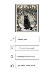 1pc Frameless "Once Upon A Time A Girl Loved Cats... That's Me!" Poster, Vintage Black Cat Story Quote Print, Whimsical Cat Lover Wall Art For Bedroom, Dorm Room Aesthetic, Gift For Cat Owners, Funky Retro Animal Poster - Multicolor - View 5