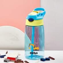 16oz/480ml Personalized Water Bottle For Kids, With Straw And Cap, Birthday/Back To School Supplies, Reusable, Suitable For Children, Boys, Girls And Teens, Great Gift Idea. 12oz/350ml Stainless Steel Water Bottle For Kids, With Silicone Straw, Unicorn, Butterfly, Space, Construction Vehicle Themes, Pink, Green, Blue, Purple, 5 Color Options, Children, Urban Chic, Modern, Colorful, Cute - Style 2 - View 36