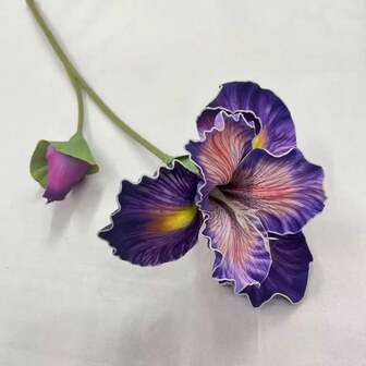 1pc Retro Imitation Iris Flower, High-End Fabric Artificial Flower, Foyer Cabinet Decor, Home Dining Table Centerpiece, Rental Renovation / New Home Soft Furnishing Floral Decoration