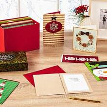 Hallmark - Juego de 24 tarjetas de felicitación hechas a mano con organizador de tarjetas para todas las ocasiones, cumpleaños, bebé, boda, simpatía, pensando en ti, gracias, en blanco(Holiday Tarjetas) - Multicolor - Ver 2