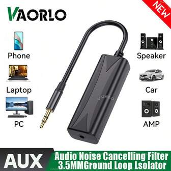 3.5mm Audio Auxiliary Cable With Anti-Interference Grounding Loop Noise Filter Isolator, Eliminates Noise Interference For Home Stereo And Car Audio Speaker Systems