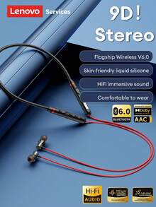 Lenovo Y111 Neckband Bluetooth Earphones, Sports Running Sweat-Proof, Long Battery Life, HIFI Sound Quality, Low Latency, High-Definition Calls With Microphone, Passive Noise Cancellation, Wireless Earbuds - 黑紅 - 查看 7