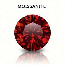 1颗6.5毫米圆形明亮式切割红色莫桑石裸石 - 鲜艳红色，适合珠宝制作、DIY、节日礼物