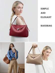 Damen Handtasche, kann als Handtasche oder Umhängetasche getragen werden, kissenförmige Tasche, T-Verschluss Umhängetasche, Hunderte von Stilen für Damen Pendlertaschen, Damen Schultertasche, einfarbige Klapptasche, geeignet für Frauen, Büromitarbeiter, Mütter mittleren Alters, Büropersonal, Arbeitsweg, Outdoor-Nutzung - Verschiedenfarbig - Übersicht 5