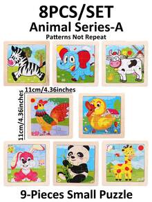 1/4/8/12/24/40片装儿童9片木制拼图玩具，完美的圣诞礼物，儿童拼图，幼儿园早教教具，适合所有年龄段自闭症儿童，理想的节日礼物