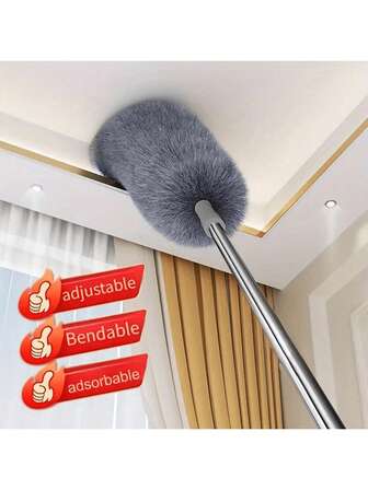 Multifunctional Retractable Duster With Bendable Head - Reusable And Washable For High Ceilings, Furniture And Car Cleaning