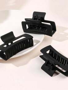 4个方形塑料大号发夹，时尚优雅，百搭简约风格，适合日常、派对、通勤、度假等场合——可用于造型、洗发、化妆、服装配饰，夏季发夹、发卡、发夹、发爪、发夹、发卡、学生用品、秋冬季女孩发饰 - 彩色 - 查看 4